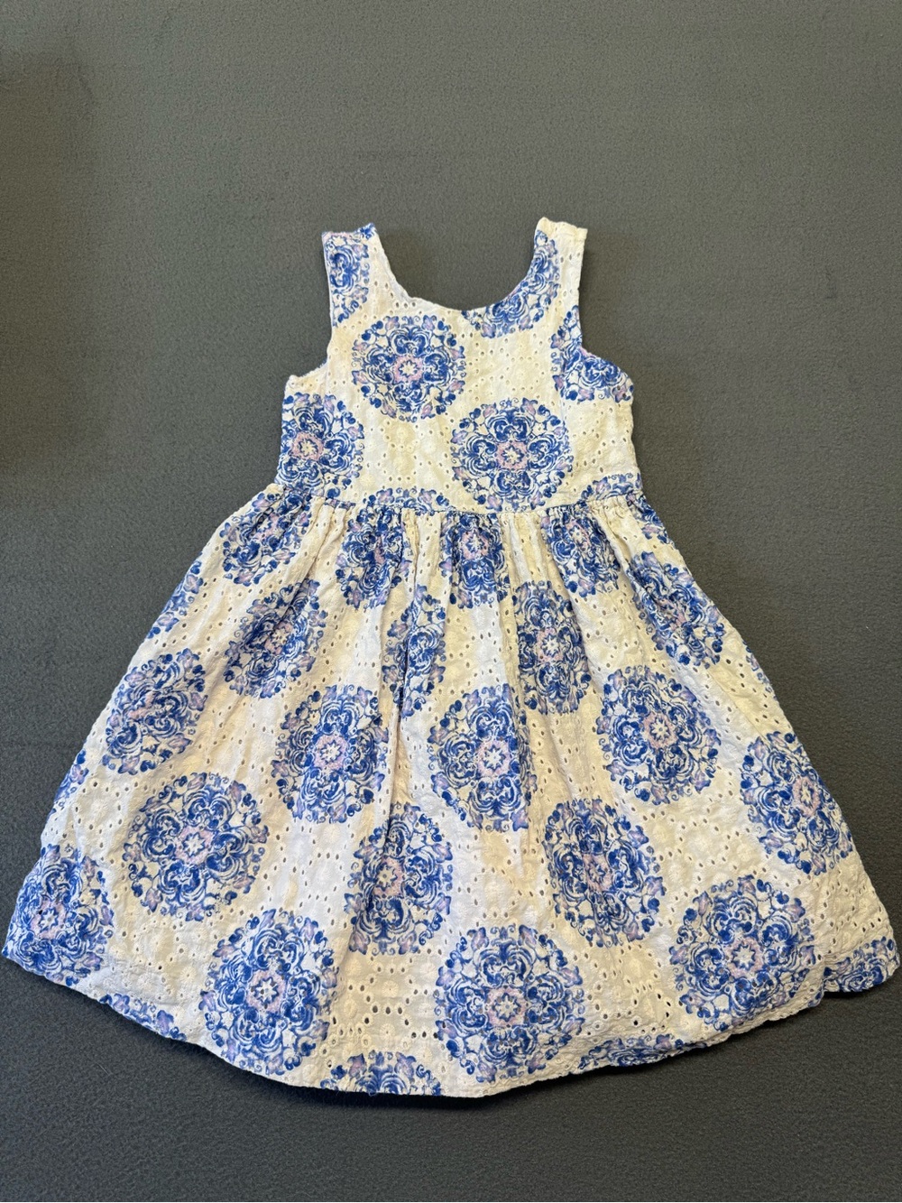 Janie and Jack Girls' White & Blue Eyelet Floral Sundress